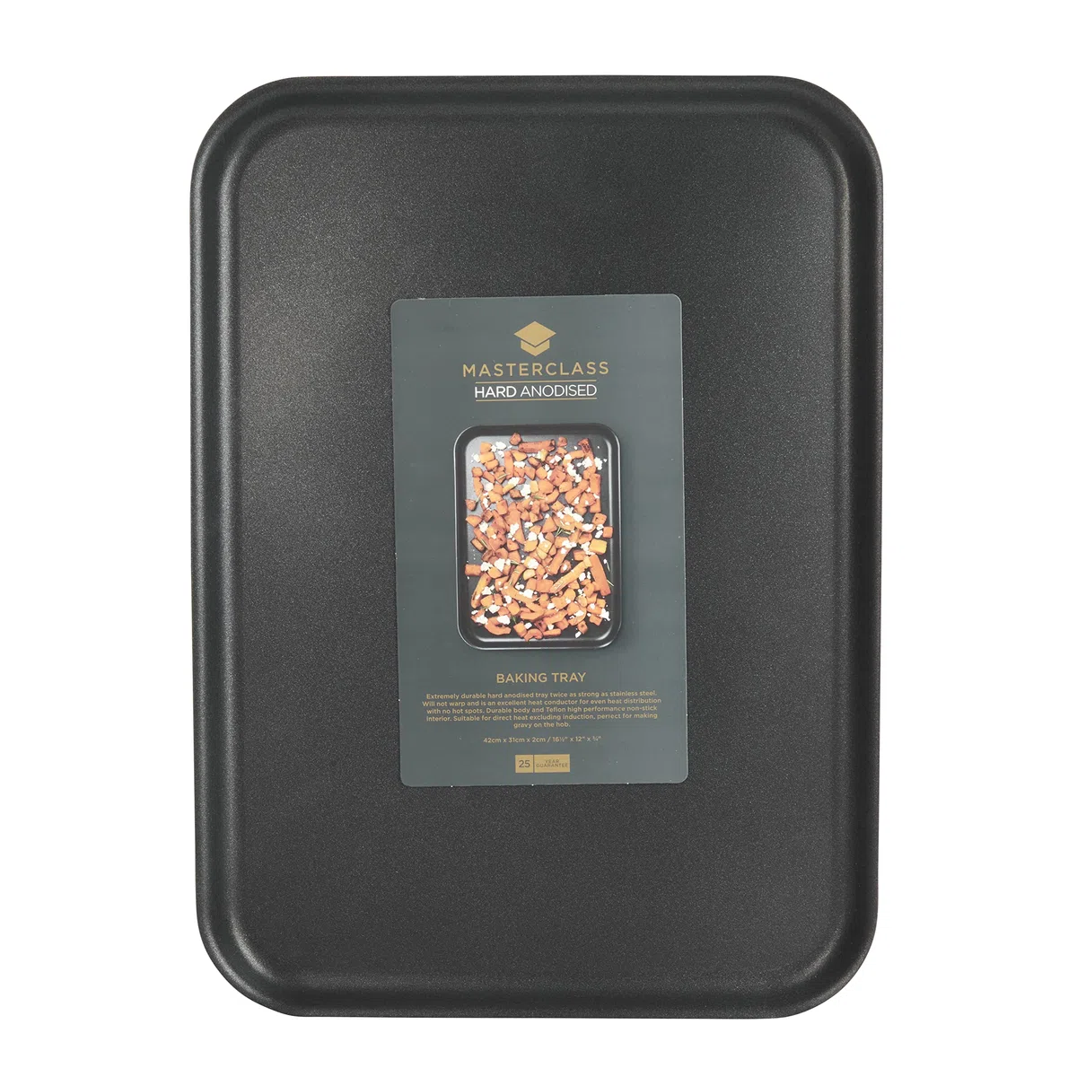 MasterClass Leccarda / Teglia da Forno in Alluminio Anodizzato con Rivestimento Antiaderente in Teflon, 42 cm x 31 cm - Nero
