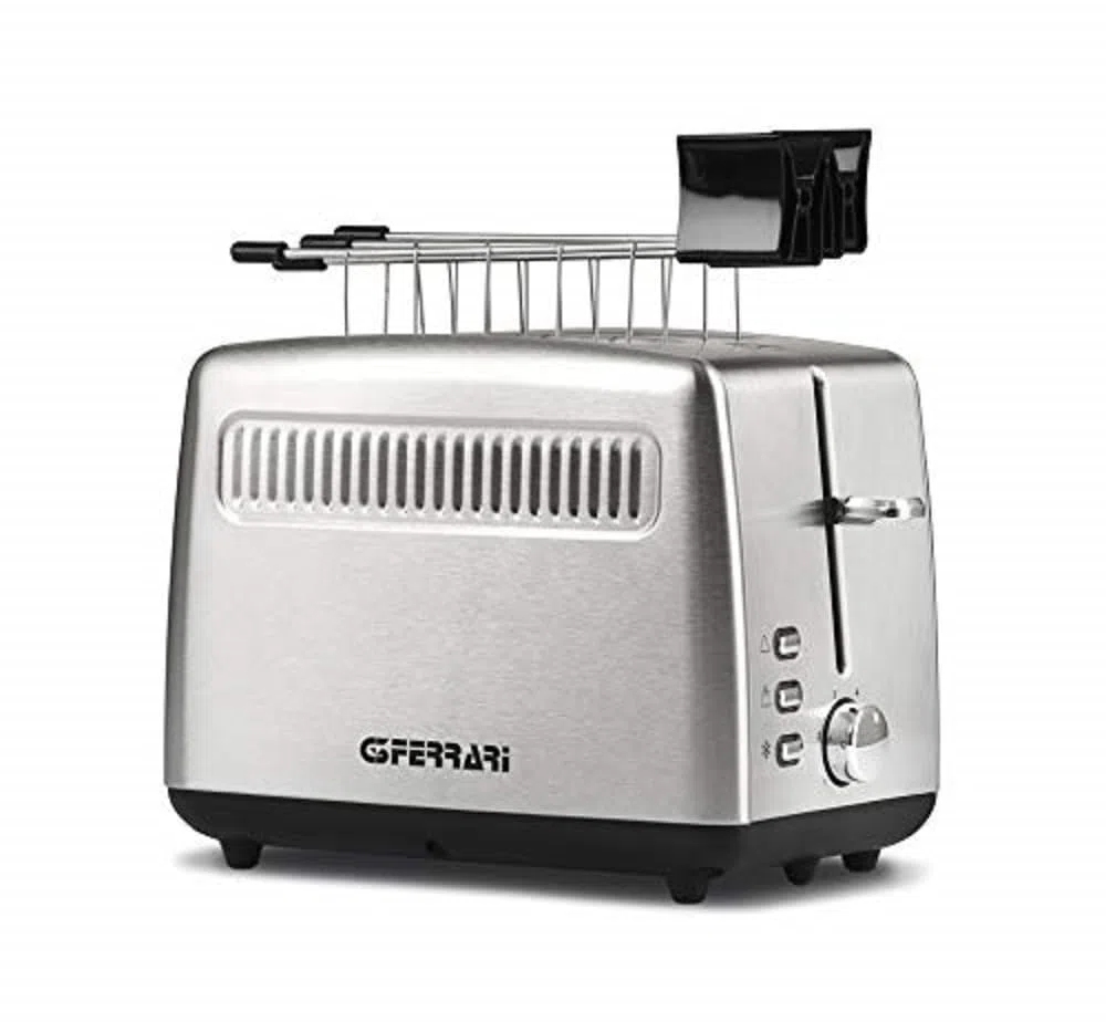 G3 Ferrari G10064 Tramezzo Tostapane, 850 W, Pinze Inox, 3 modalità di cottura, Timer con 6 livelli di cottura, Ampie fessure per toast farciti, Corpo acciaio Inox
