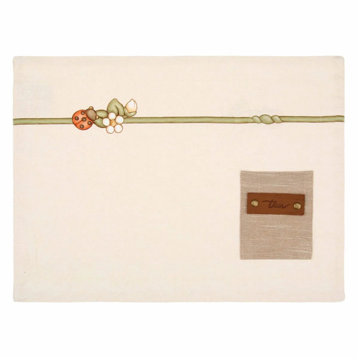 THUN Set 2 tovagliette con tasca e tovagliolo, 100% cotone, Collezione Country Bloom, tovaglietta 33 x 45 cm; tovagliolo 40 x 40 cm