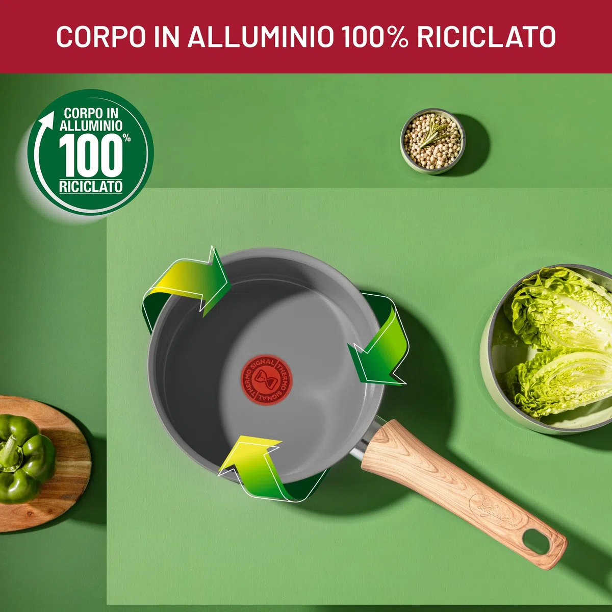 Lagostina Vivissima, Casseruola Antiaderente 18 cm con Manico Lungo, Rivestimento in Ceramica, Riscaldamento Rapido e Cottura Uniforme, Adatta a Tutte le Fonti di Calore Inclusa Induzione