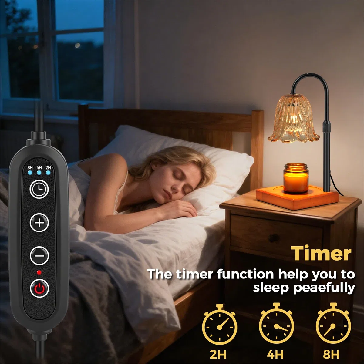 GODONLIF Lampada Riscaldante per Candele, Riscaldatore per Candele Dimmerabile, Altezza Regolabile, Riscaldatore per Cera per Decorazione della Casa in Camera da Letto e Soggiorno con 2 Lampadine.