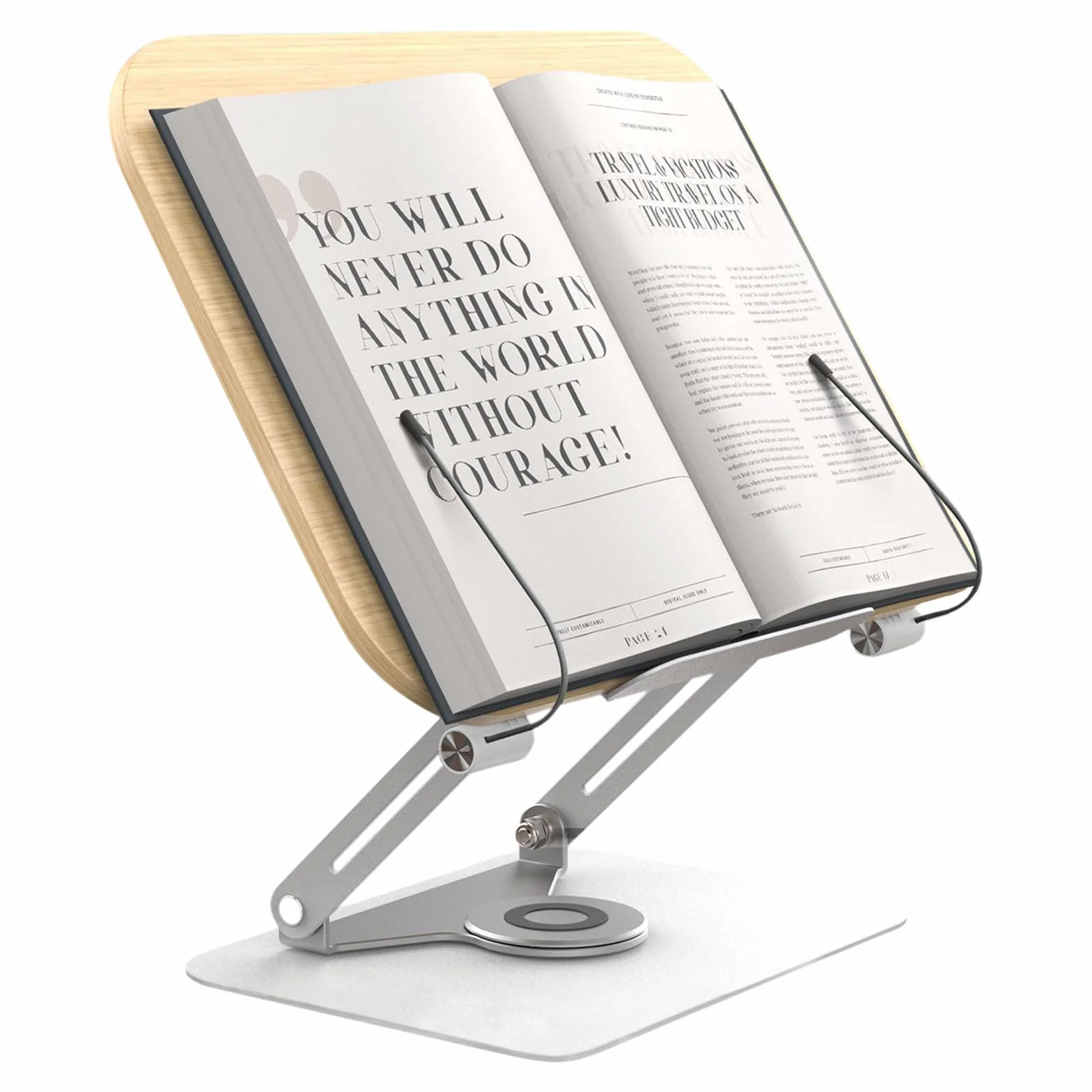 Leggio per Libri, Portatile Legno Supporto per Libri Regolabile, Bambù Grandi Pieghevole Poggia Libro, Book Stand Holder