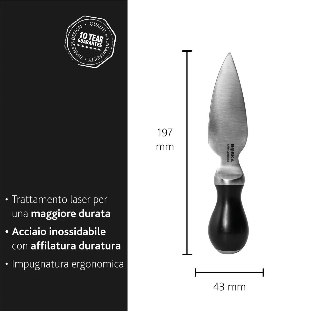 BOSKA Parmesan Knife Pro 110mm - Coltello professionale da parmigiano Qualità premium - Acciaio inox - Per formaggi duri come il Parmigiano - Collezione 1896