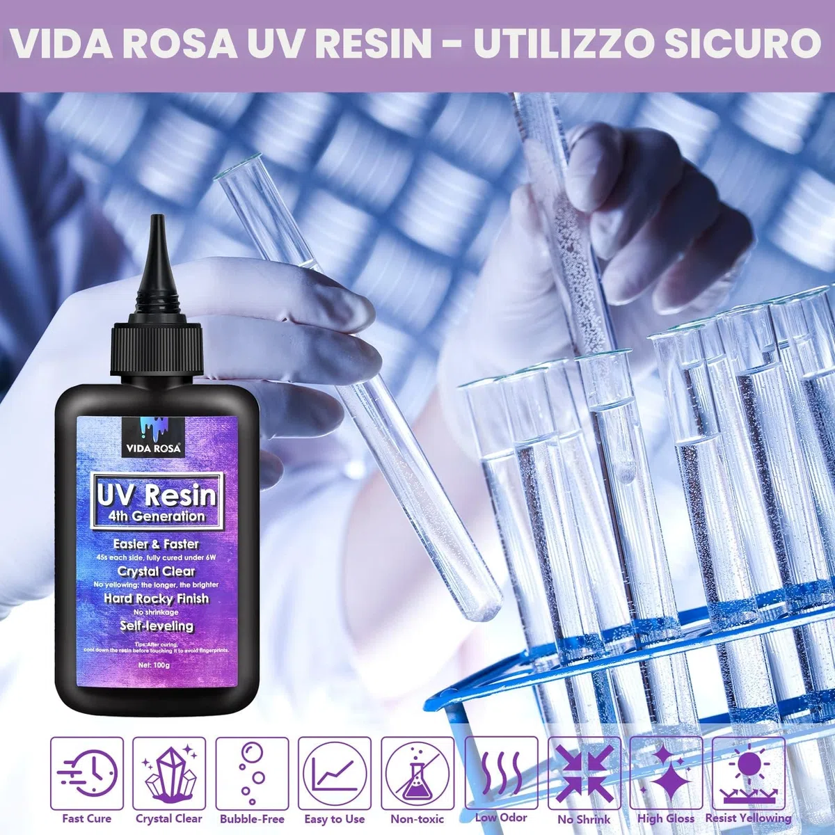 VidaRosa Kit in resina UV con luce, resina super cristallina dura, polimerizzazione solare, kit avviamento rapido per gioielli, doming, rivestimento e fusione, fai da te