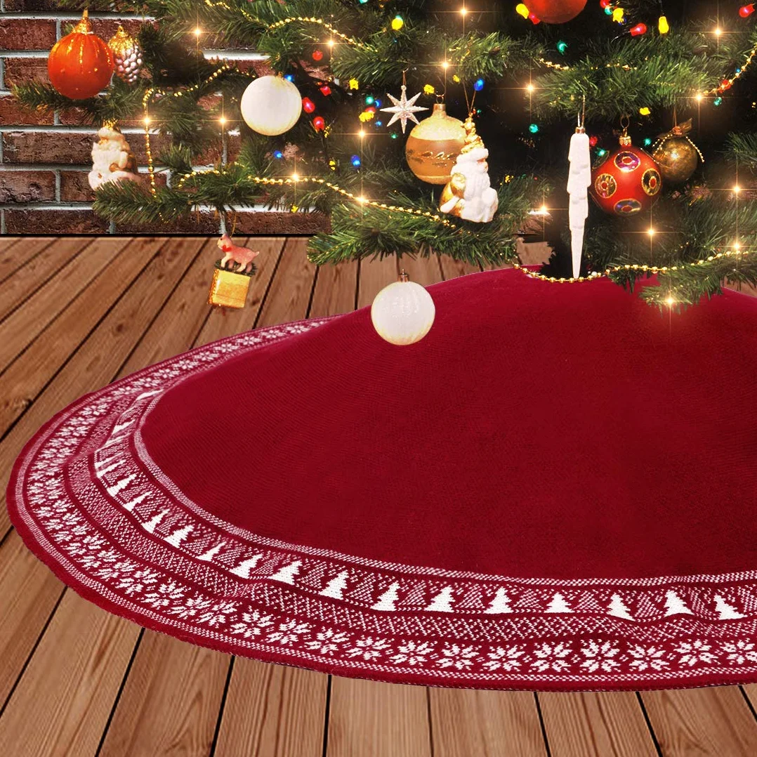 Dremisland Gonna Grande Albero di Natale, 122 cm Gonna Rustica Albero di Natale Spessa Pesante Filato Lavorata a Maglia Tappetino per Coperta Ornamenti Natalizi Decorazione
