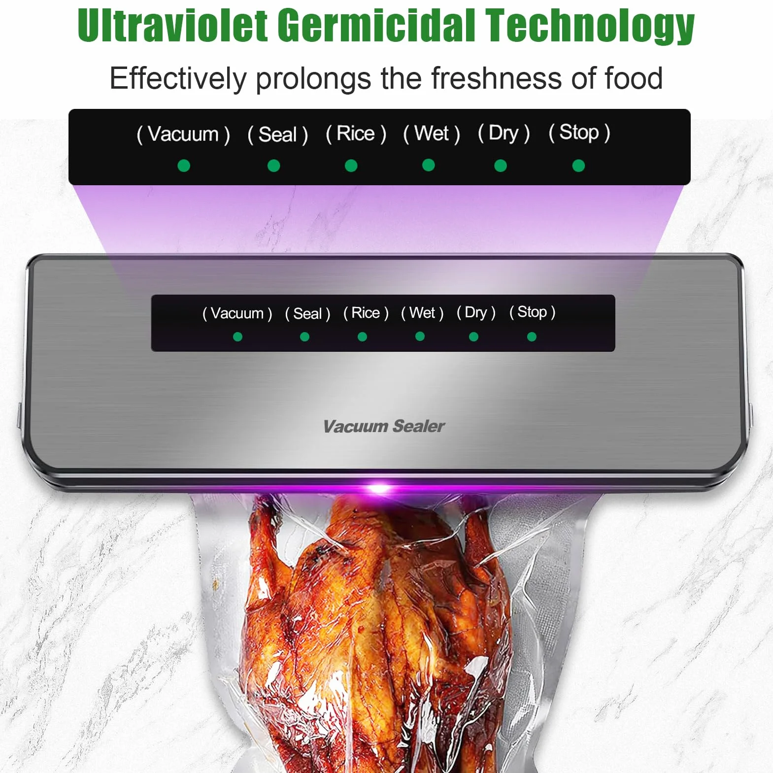 6 in 1 Macchina Sottovuoto per Alimenti, Automatica Sigillatrice Macchina Sottovuoto Alimenti Secchi che Umidi, Vacuum Sealer con 20 Sachetti Sottovuoto e Tubo Sottovuoto