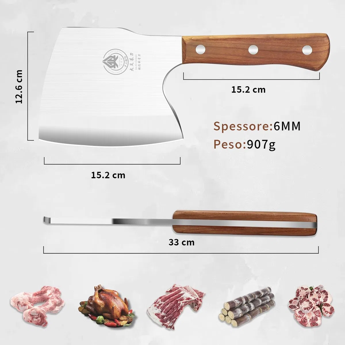 Plys Mannaia da Cucina Lama 15 cm Coltelli Macellaio Professionali Coltelli da Carne