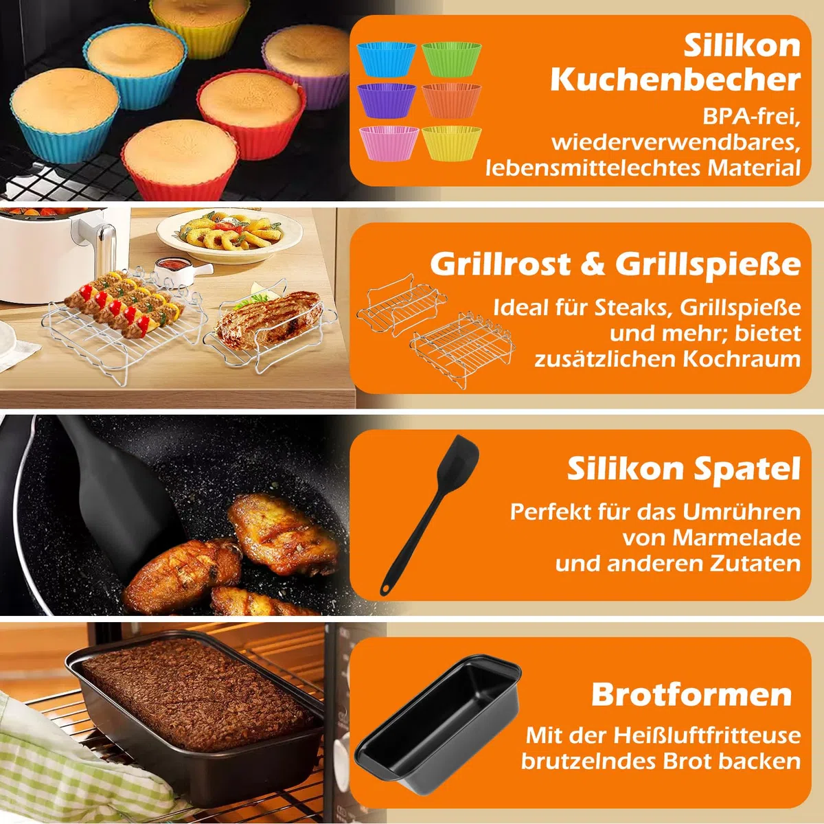 Accessori per friggitrice ad aria calda Philips Dual Basket Airfryer serie 5000/3000 6L/3L, Airfryer stampo in silicone per Philips 5000, senza BPA, riutilizzabile e per uso alimentare (25 pezzi)