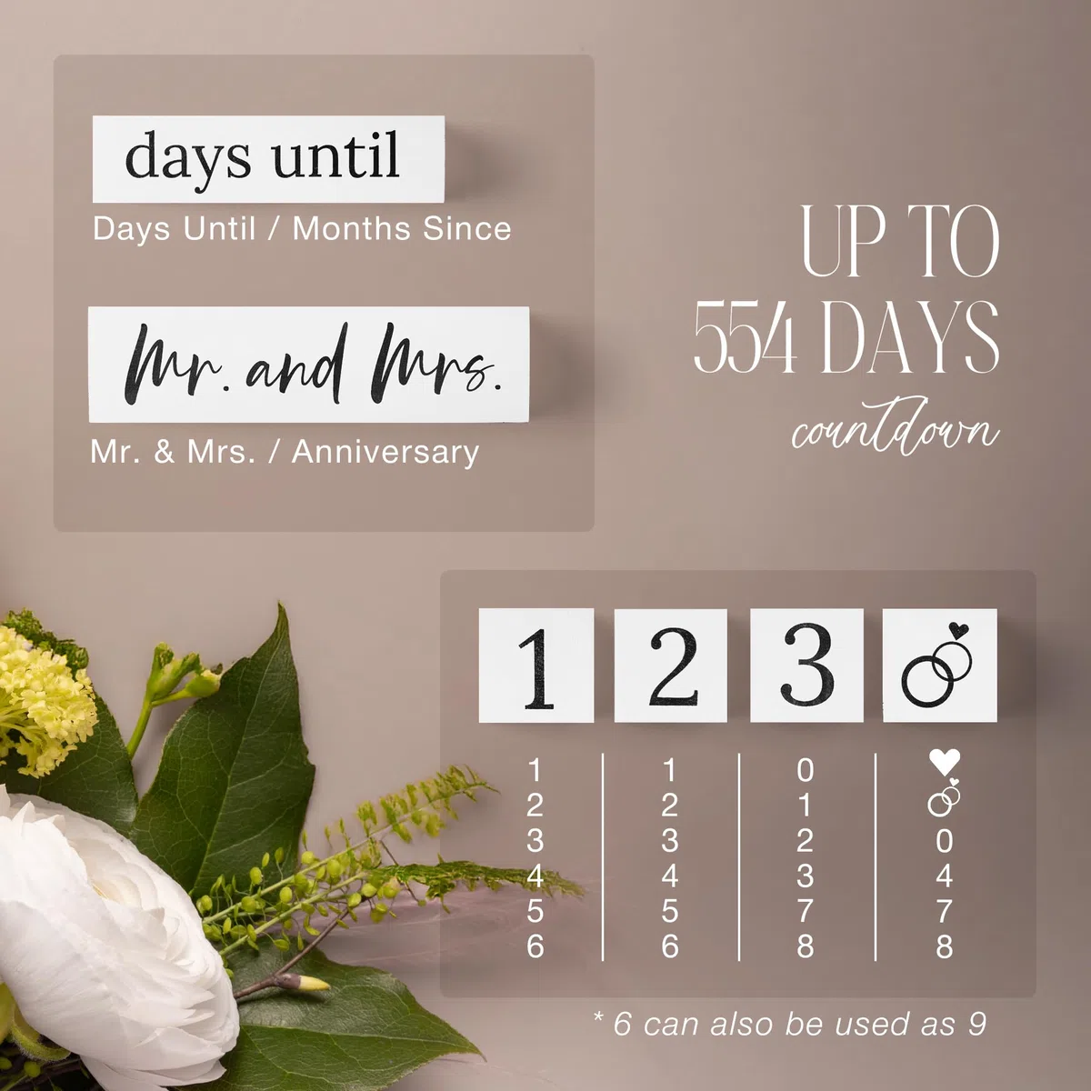 365 blocchi per conto alla rovescia per matrimoni, calendario a 2 lati, regalo di fidanzamento per anniversario, coppie, per il giorno del matrimonio rustico e conto alla rovescia, ideale come regalo