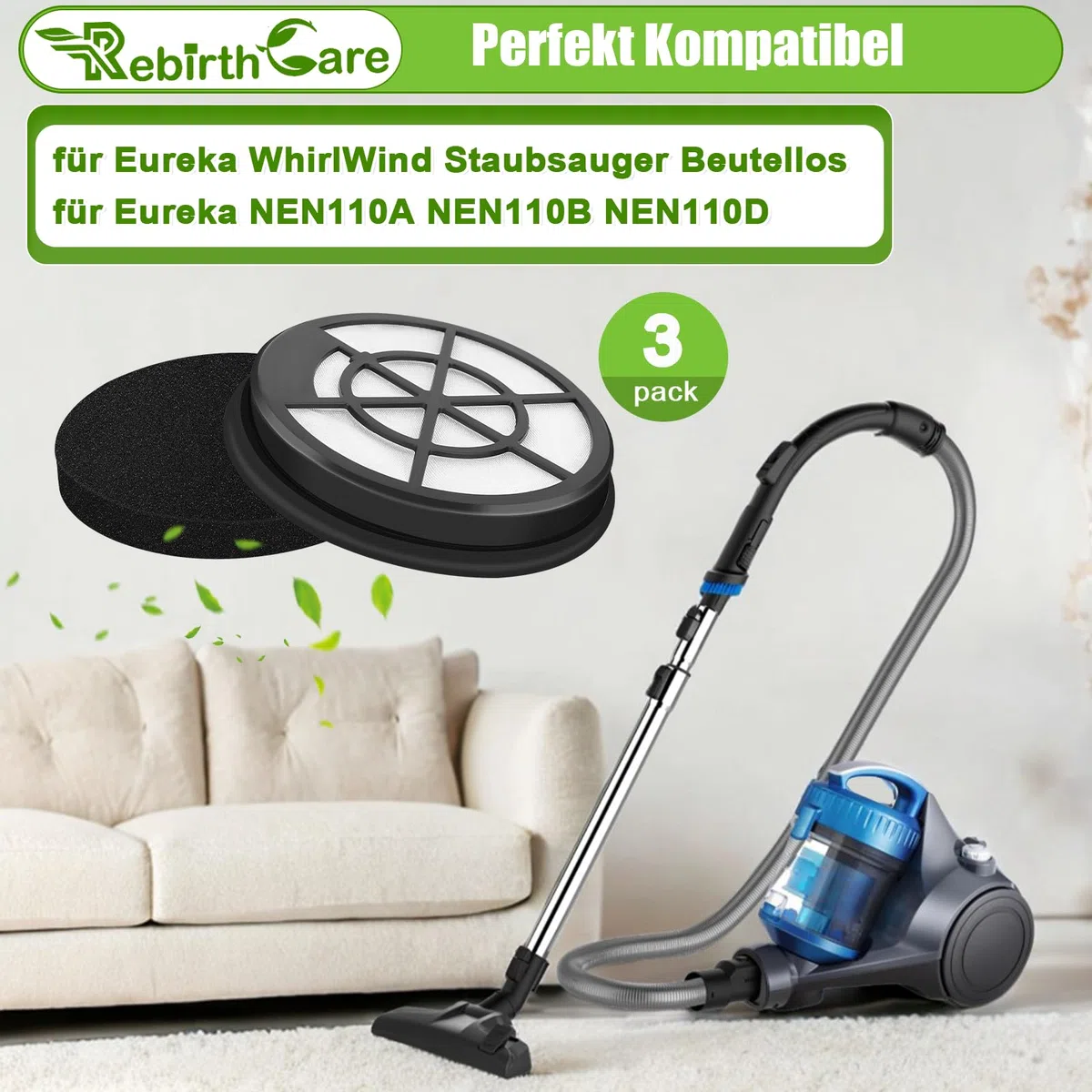 3 filtri per Eureka WhirlWind Hoover Bagless Filtro HEPA per Eureka NEN110A NEN110B NEN110D Filtro di ricambio