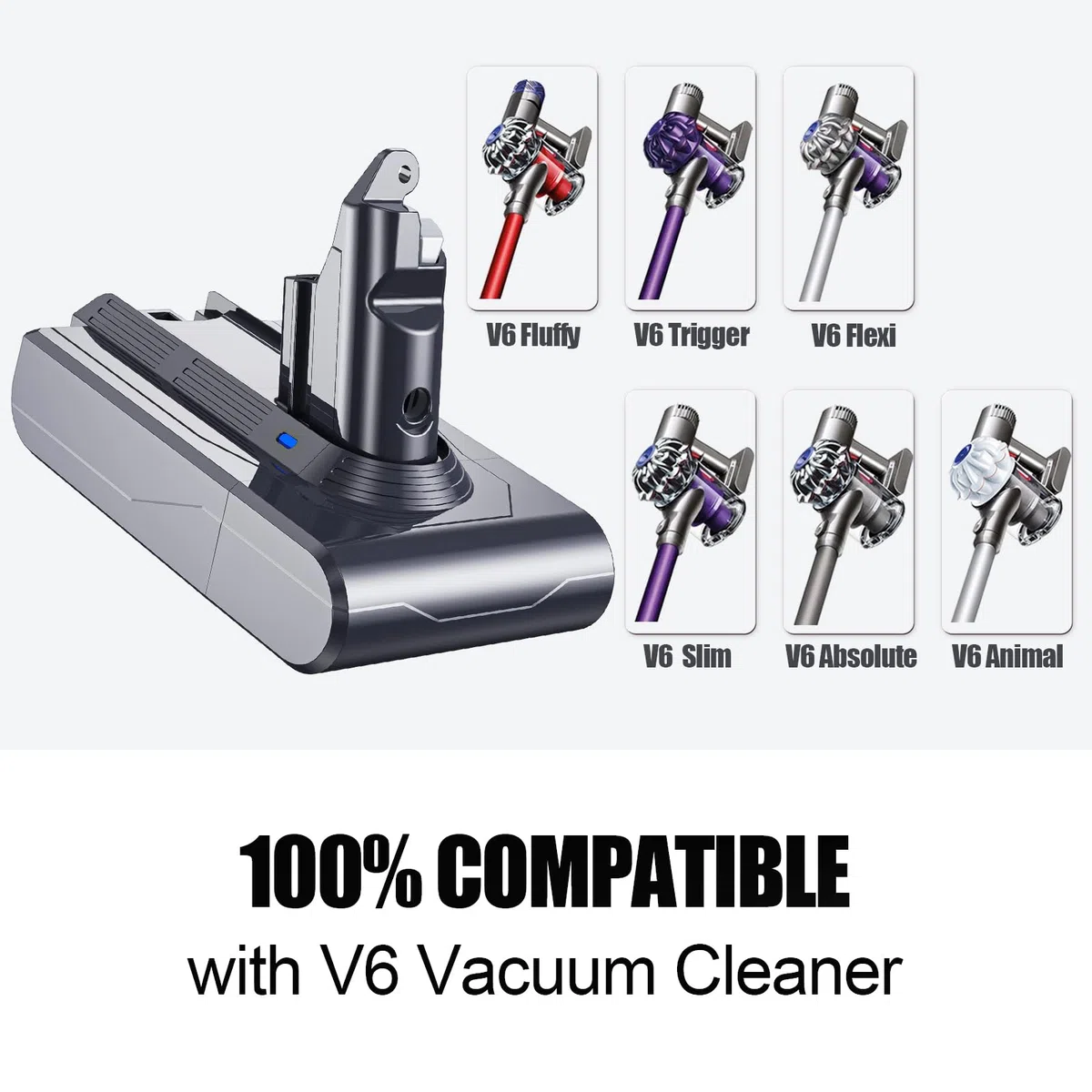 6000mAh Batteria per Dyson V6 DC62 DC58 DC59 DC61 DC72 DC74 Extra, Trigger, Fluffy, Absolute SV03 SV05 SV06 SV07 SV09