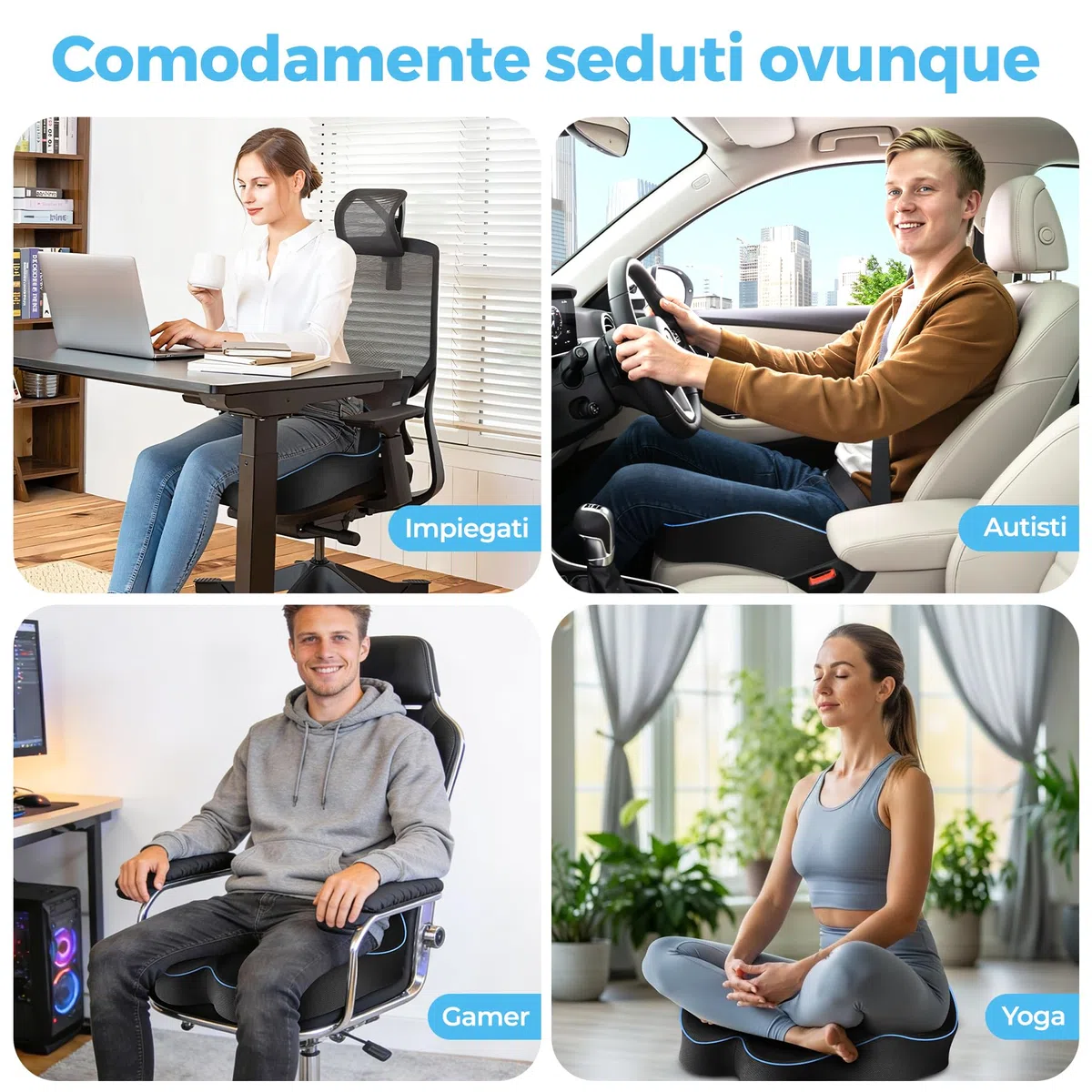 POOTACK Cuscino Sedia Ufficio, Cuscino Sedile, Cuscino Memory Foam per Sedia da Scrivania, Cuscino Memory Foam per Ufficio Casa Auto e Sedia a Rotelle