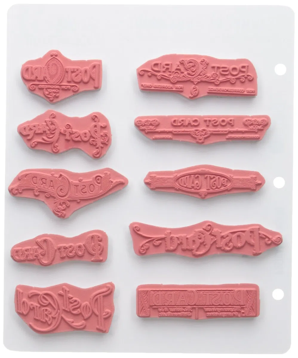 Stampers Anonymous Cling Stamps 7"X8.5"-Postcards Timbri Adesivi Tim Holtz, 17,8 x 20,5 cm, Cartoline, Gomma acrilica, 7 x 8.5 Inches