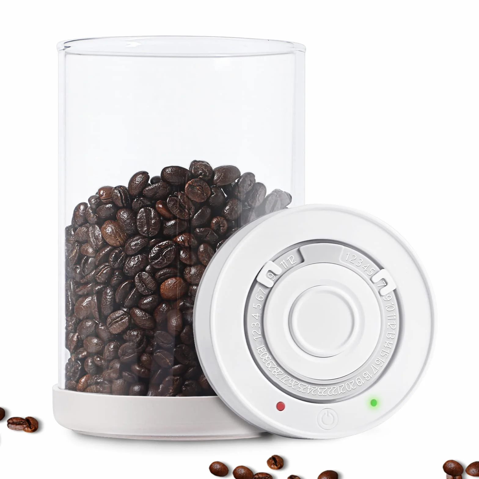 Minidiva Smart Vacuum Container, contenitore automatico elettrico ermetico in vetro per alimenti per la conservazione del caffè preparazione pasto (950ml) bianco