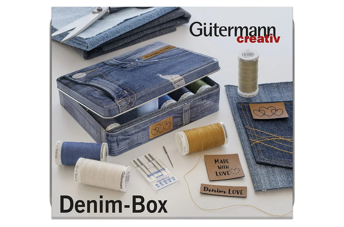 Gütermann Creativ Denim Scatola, Polyester, Multicolore, 16.6x14.2x3.5cm