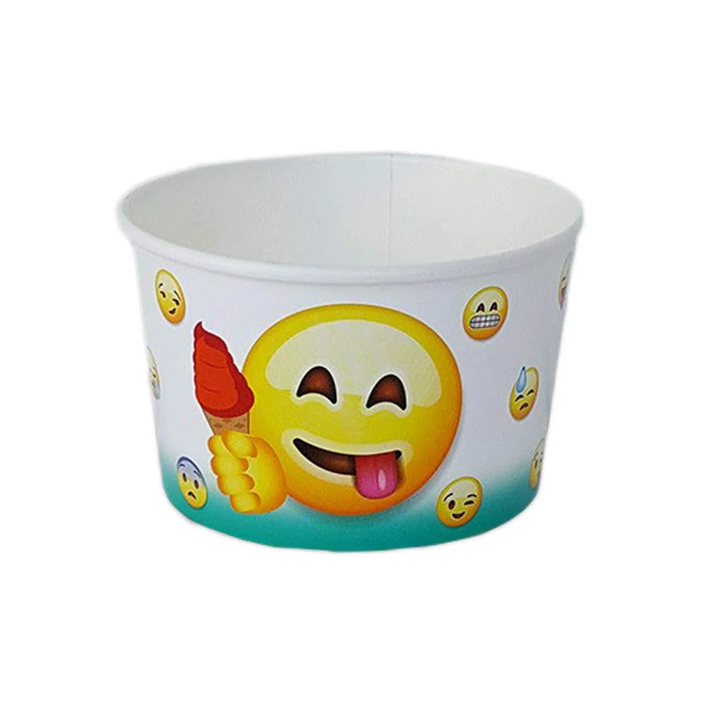 Lucgel Coppetta Bicchiere in Carta per Gelato grafica Emoticon Emojii 80cc - 250 pezzi -