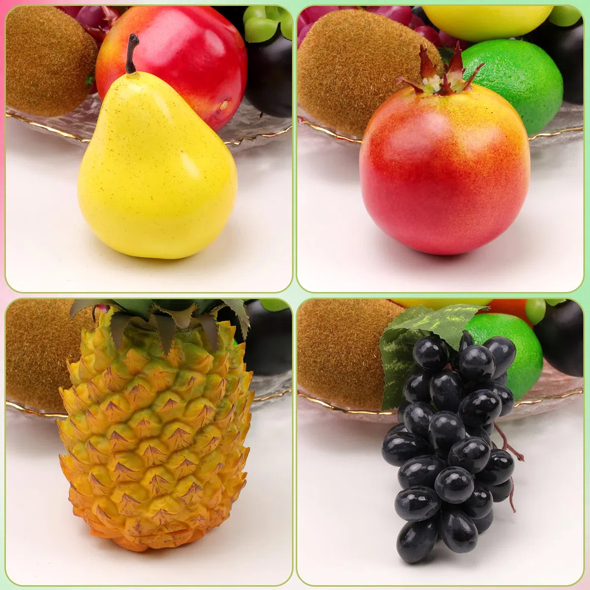 13 frutti artificiali realistici, decorazione per casa, feste, ananas, banana, uva, limone, arancia, mela, mangostano, melograno, pera, ornamento combinazione