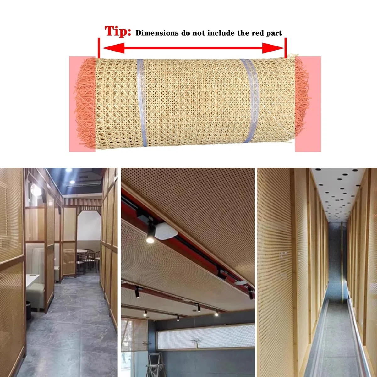 Larghezza 100cm Rattan Naturale Rotolo con Striscia Rattan, Paglia di Vienna per Sedia, Rotolo di Fettuccia in Vimini, Foglio Rete di Canna di Tessitura per Mobili Fai-da-te Armadio(50x100cm)