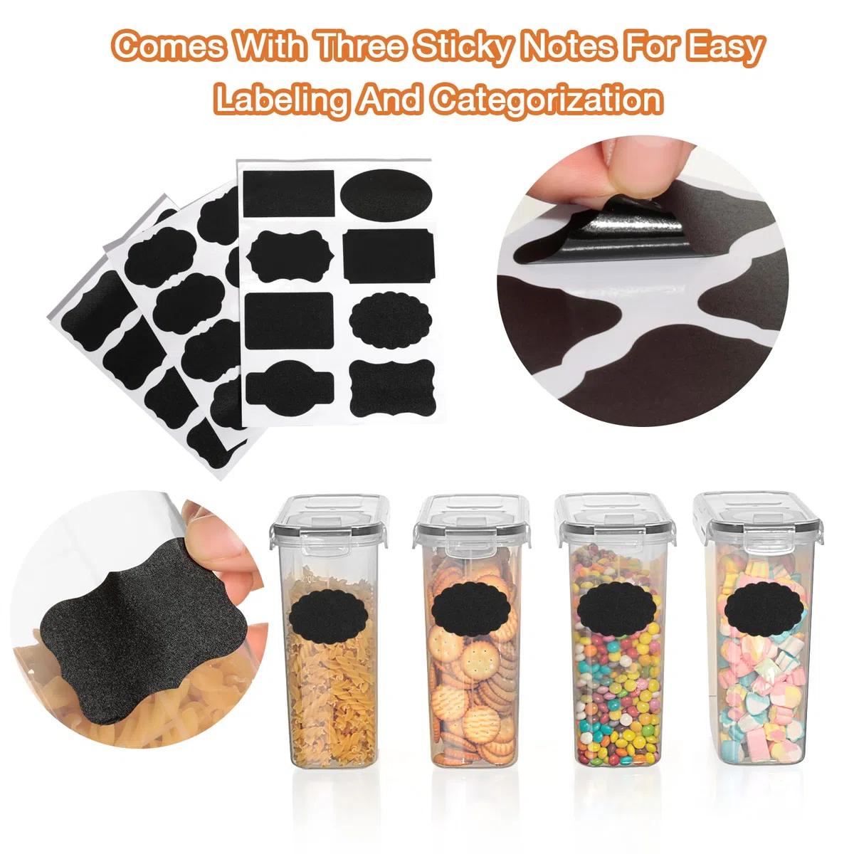 AiQInu 2.5L Contenitori Ermetici per Alimenti con Coperchio, 4 Pezzi Organizer Dispensa Cucina per Cereali in plastica per Conservare Cereali, Pasta, Farina, Cibo per Animali Domestici