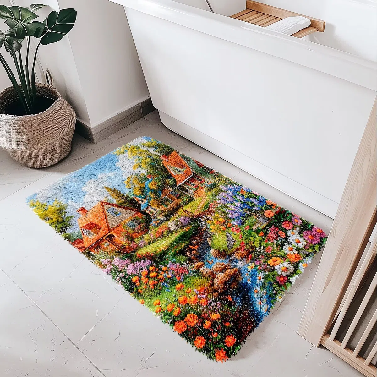 ROCKY&CHAO - Set di uncinetti per tappeti fai-da-te, per la realizzazione di tappeti per adulti e bambini, punto croce, decorazione per la casa, 60 * 40 cm - 0507A