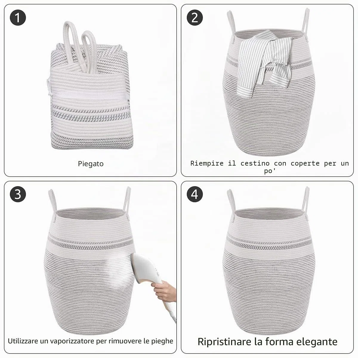 YOUDENOVA Cesto Biancheria Sporca, Intrecciato Cesta Portabiancheria Sporca Grande da 105L, Cesto Portabiancheria Intrecciato Grande con Manico