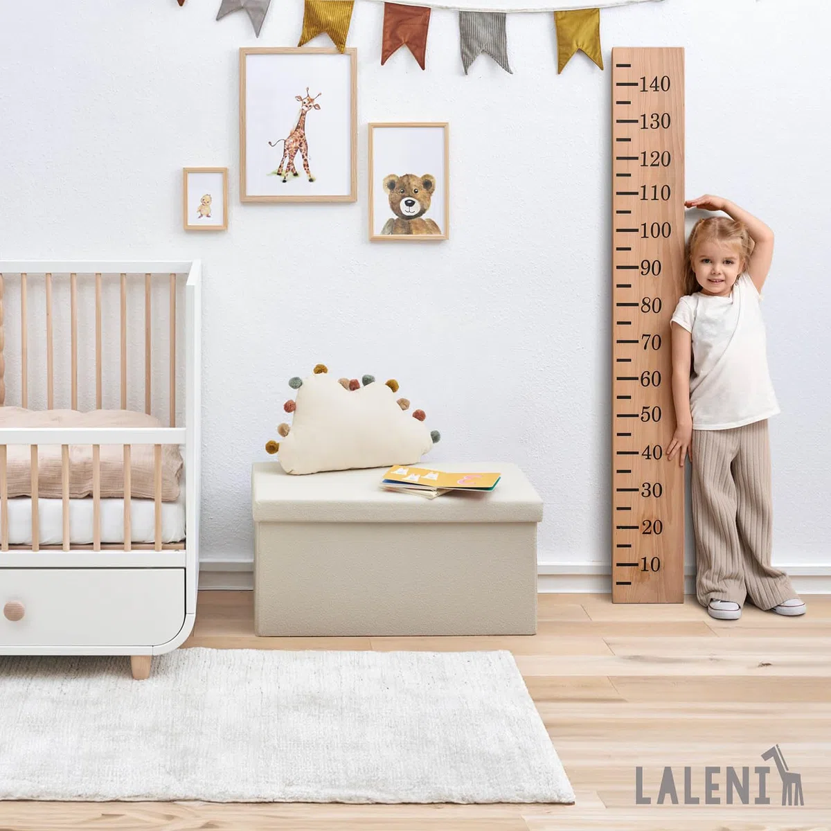 Laleni panca contenitore grande - panca camera da letto 76x38 cm - cassapanca contenitore da interno - panche contenitori - panca contenitore camera da letto - puff contenitore rettangolare - in beige