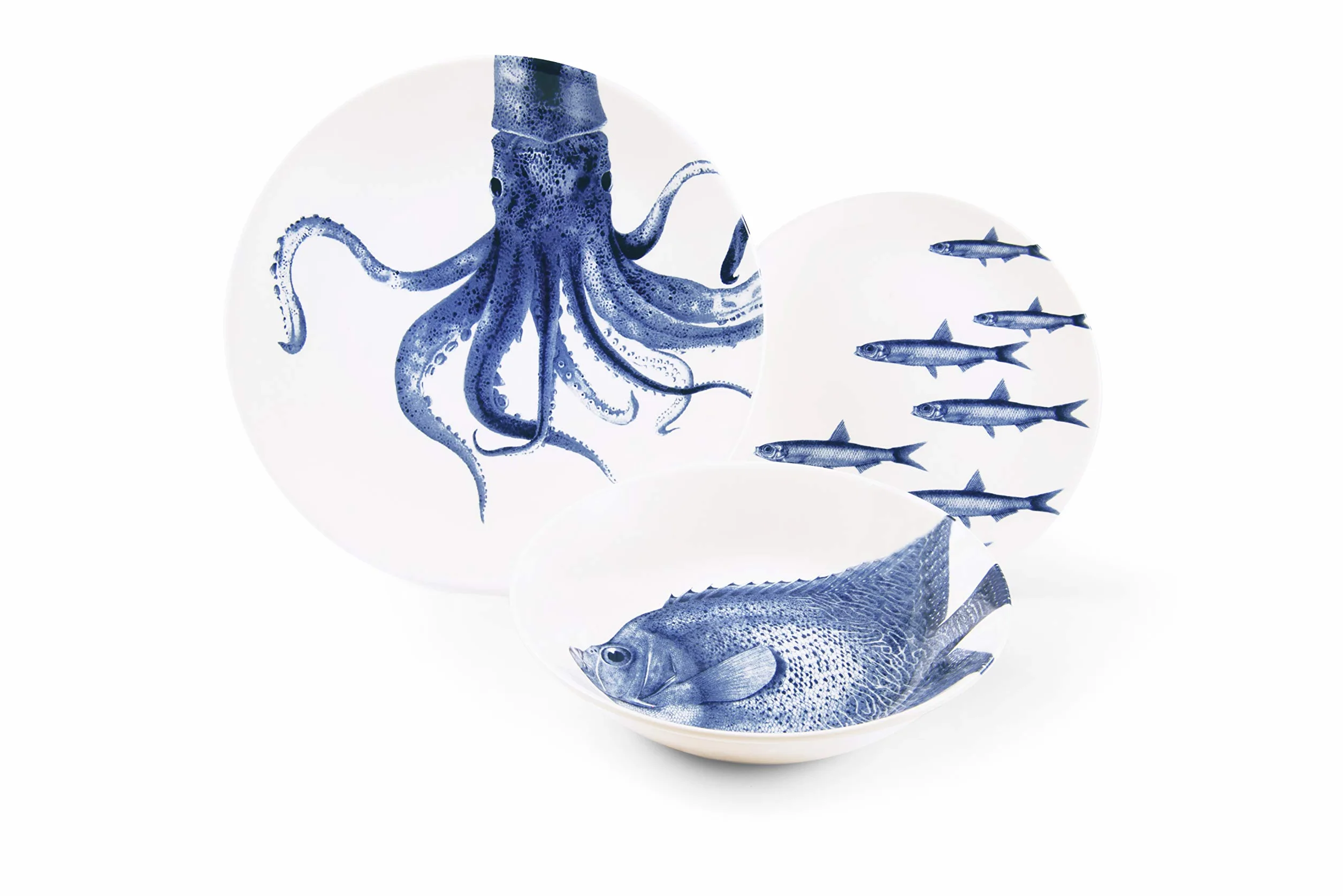 Excelsa Flore et Faune Set Posto Tavola: 3 Piatti, Ceramica