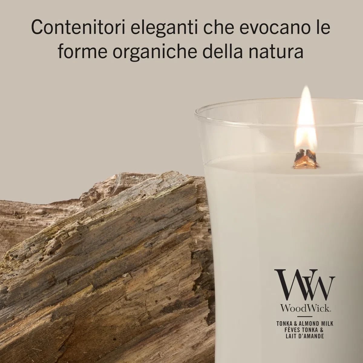 WoodWick Candela profumata | Candela grande a clessidra | Tonka & Almond Milk | Regali perfetti per donne