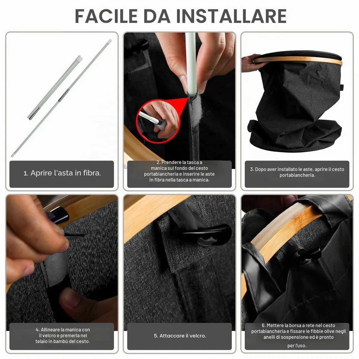 120L Cestino per rifiuti con coperchio e sacchetto interno,Cestino per riciclaggio grande con coperchio, Cestino per rifiuti da cucina grande, Cestino pieghevole per biancheria Sporca