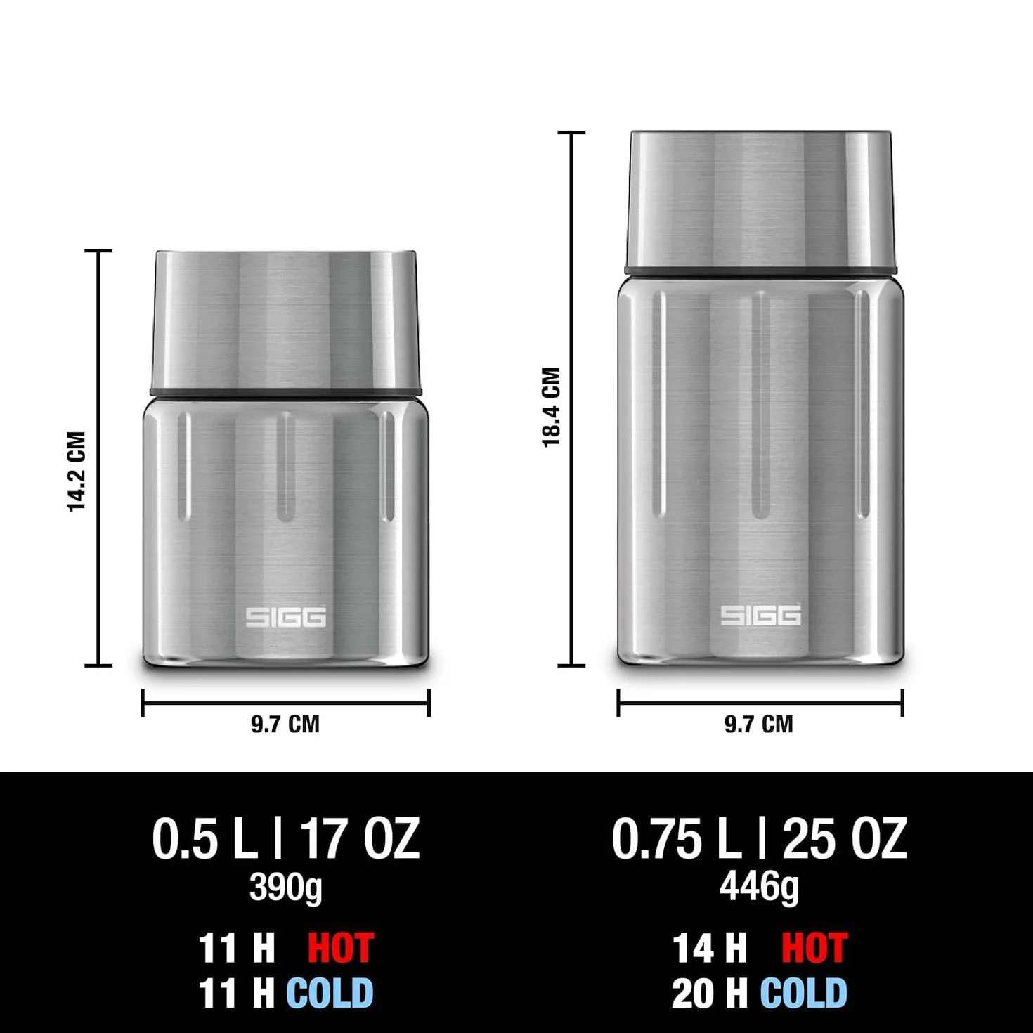 Sigg Gemstone Food Jar (0.5 L / 0.75 L), Portavivande Termico, Scuola ed Escursioni, Pratico Contenitore Termico in Resistente Acciaio 18/8