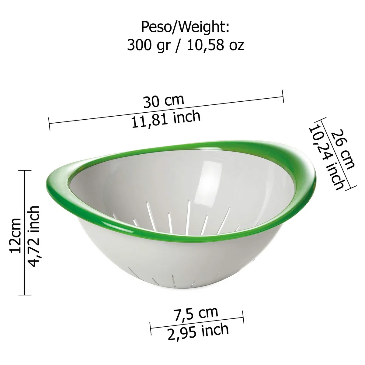 Omada Design Set Insalatiera, Scolapasta, Posate in Plastica da 26 cm, Impilabile, Made in Italy, Lavabile in Lavastoviglie, Linea Trendy, Verde