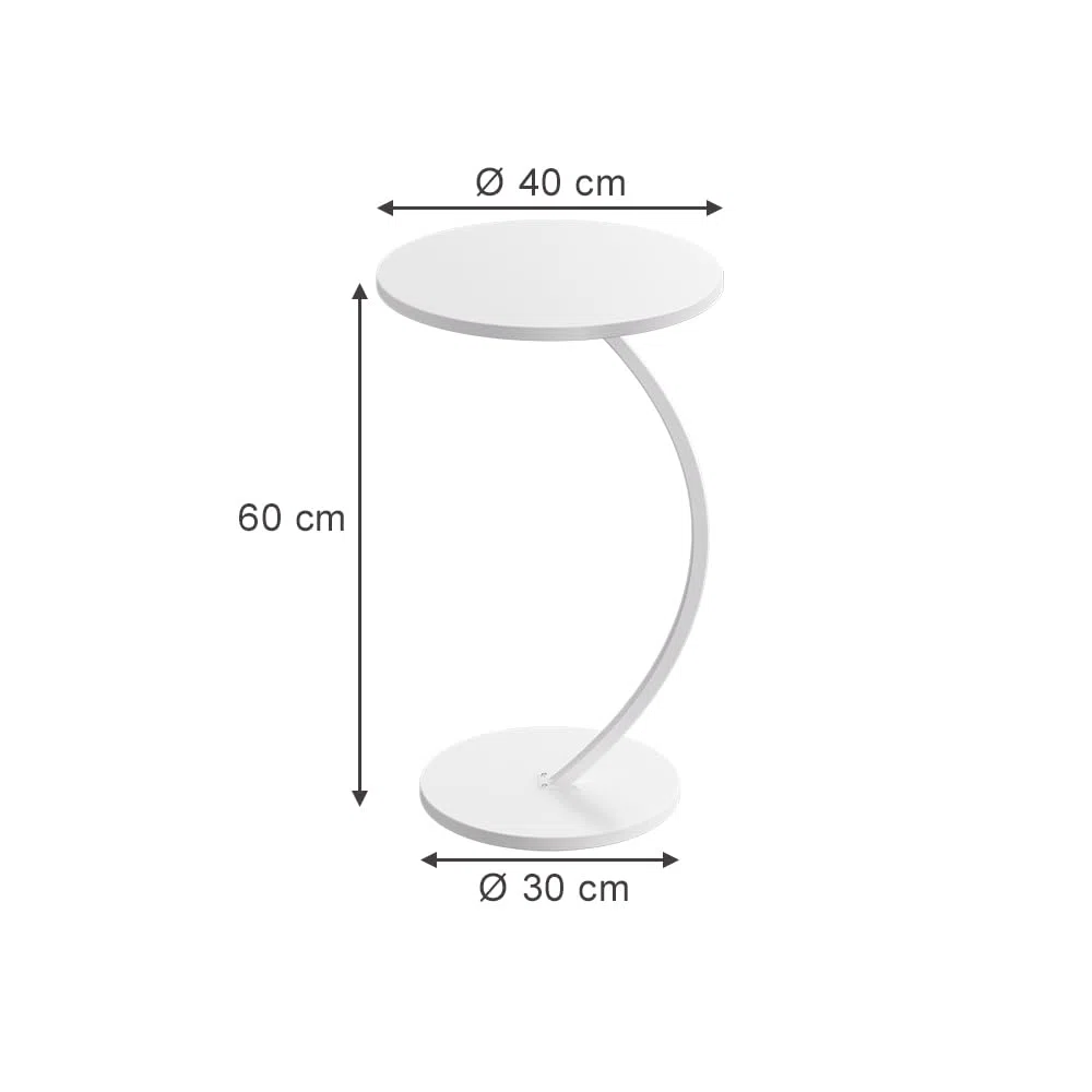 Vicco Tavolino da caffè Alvio, Bianco, 40 x 60 cm, utilizzabile come superficie d’appoggio per soggiorno o camera da letto