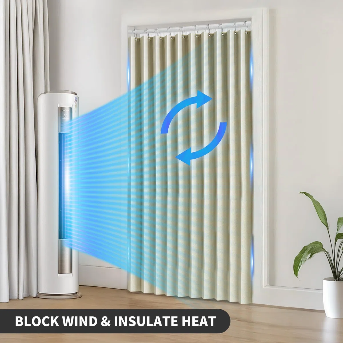 RINHARTEX Tenda magnetica oscurante a fisarmonica, per armadio, pieghettata, pieghevole, per porta, divisorio interno, camera da letto, bagno, soggiorno (106 x 198 cm, beige crema)