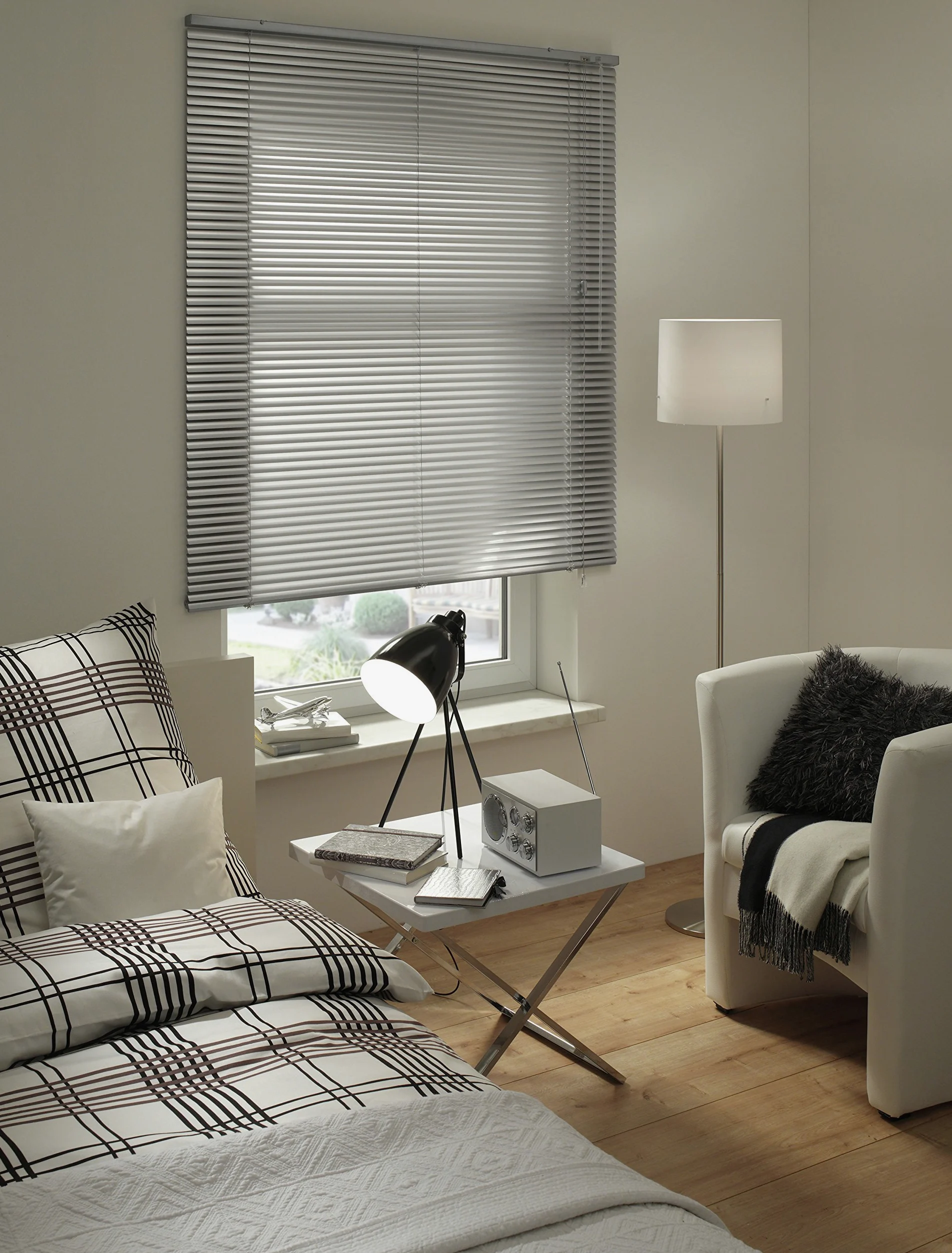 GARDINIA Veneziane in alluminio, Visibilità, Protezione dalla luce e ai raggi solari, Fissaggio al muro e al plafone, Kit di montaggio incluso, Veneziane in alluminio, Argento, 70 x 175 cm (LxA)