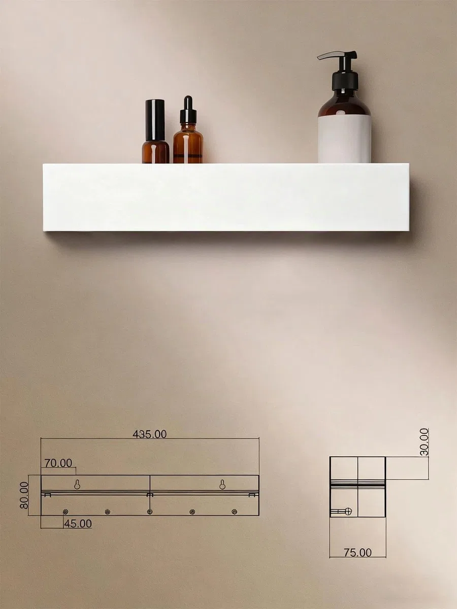 Appendiabiti da Parete con Mensola, Attaccapanni da Muro con 5 Ganci Nascosti, Porta Asciugamani da Muro per Ingresso, Corridoio, Camera da Letto, Bagno – Bianco
