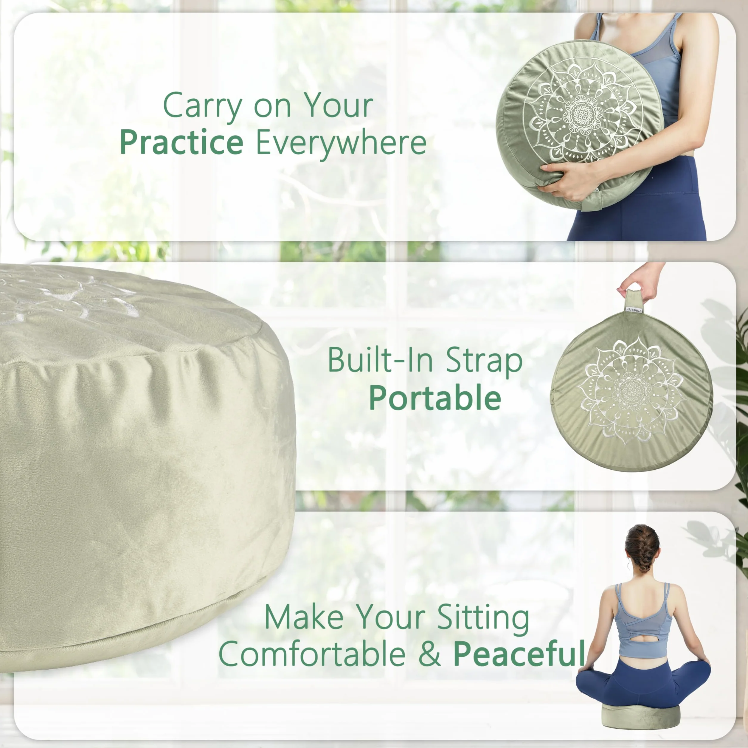 Hihealer Meditation Cushion with Extra Velvet Cover - Large Traditional Tibetan Meditation Yoga Floor Cushion Pillow Zafu Filled by Buckwheat Hulls, Great Gift for Women