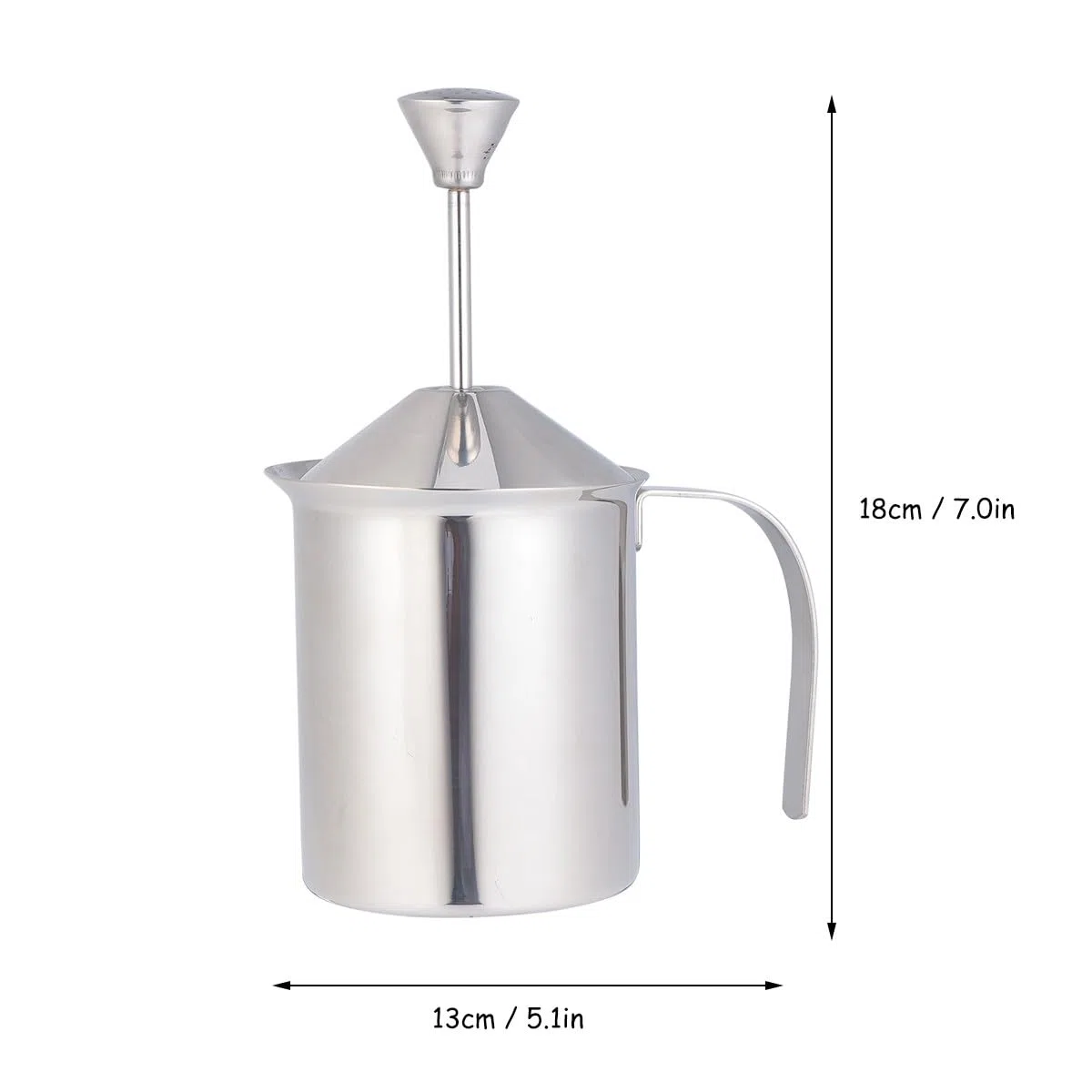 Angoily Montalatte Manuale a Molla in Acciaio Inox 400cc Filtro Doppio Strato, Utensile per Cappuccino e Schiuma di Latte per Uso Domestico e Bar