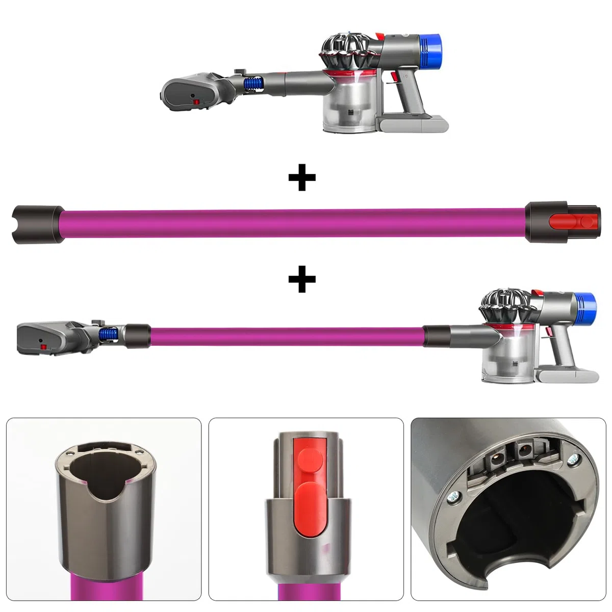Tubo Ricambi per Dyson V15 V11 V10 V8 V7 Aspirapolvere, Tubo Prolunga di Ricambio, Prolunga Telescopica Asta Rigida 72cm - Fucsia