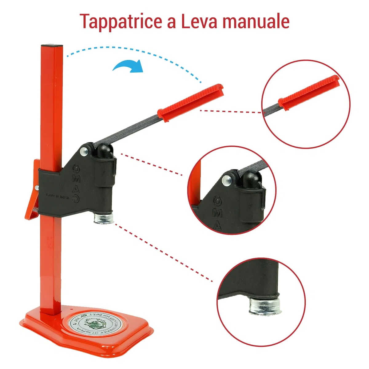 Crisalide® Tappatrice a Colonna a Leva – per Tappi a Corona Ø26 mm – Altezza Regolabile Manuale – Strumento per Imbottigliamento Birra, Vino e Bevande
