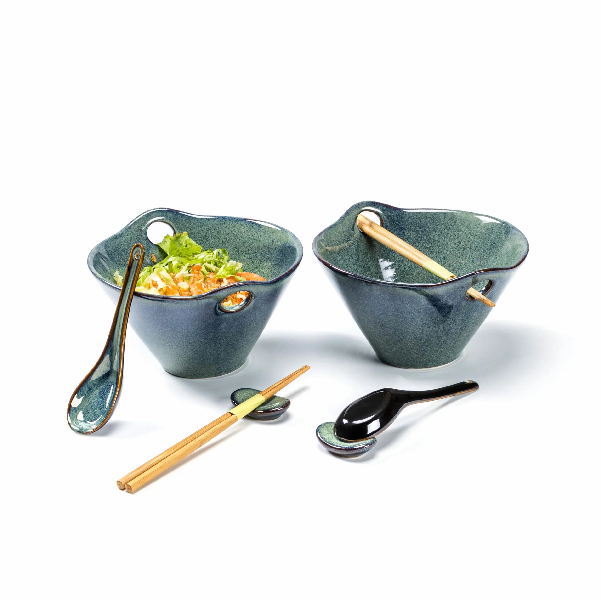Set Ramen Bowl con Bacchette, Ciotola Ramen Ceramica Giapponese, Tazze da Consommé Insalatiere Stoviglie asiatiche per lavastoviglie e forno a microonde