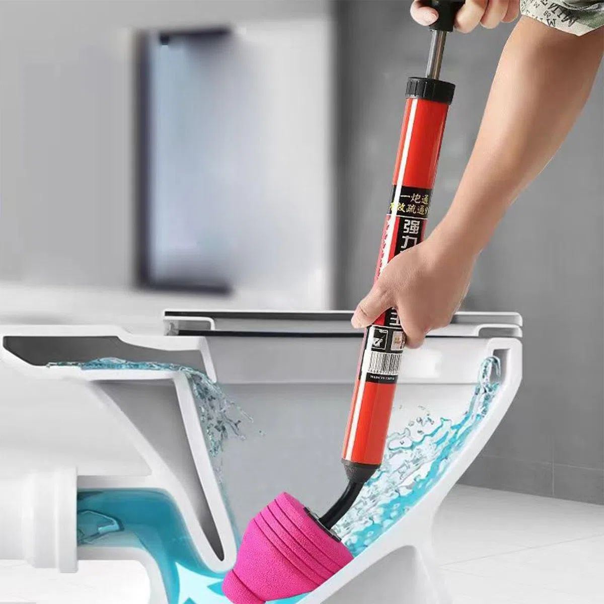 Pistone per WC ad Alta Pressione ad Aria compressa, Strumento di sblocco per WC ad Alta Pressione, con Design a pistone Pneumatico, con Manico ergonomico, per Scarico del Pavimento del