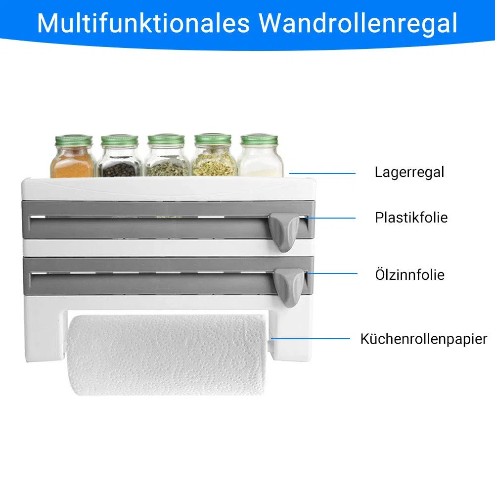 Svolgitore a parete, supporto da parete per asciugamani Dispenser di rotolo da multifunzione pellicola estensibile dispenser in alluminio con porta Sopalin Svolgitore Triplo Grigio