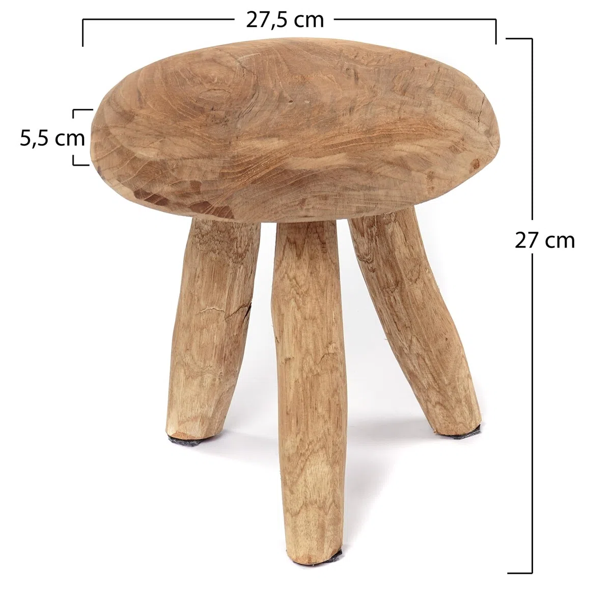 Rustico Sgabello Klara | 28 cm, Legno di Mogano | Sgabello per Fiori, Sgabello per Piante, Sgabello Laterale Rotondo, Sgabello in Legno Naturale