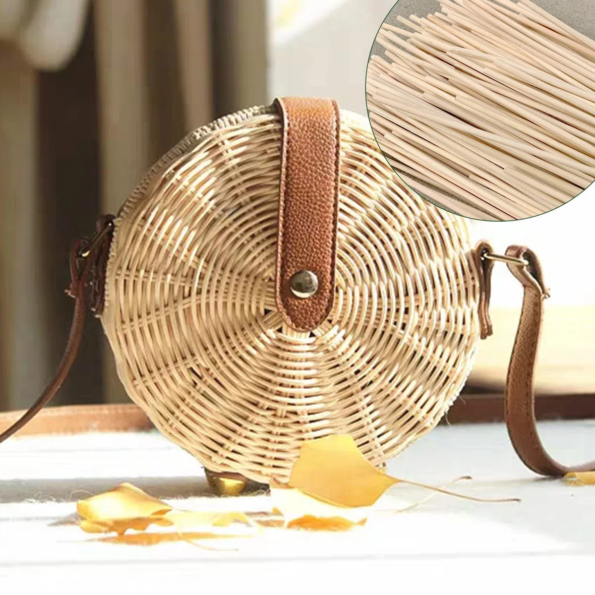 Rattan Tubo Intrecciato, Striscia di Rattan in Vimini Naturale per Lavori di Intreccio di Fissaggio, 8mm Ø 500 g