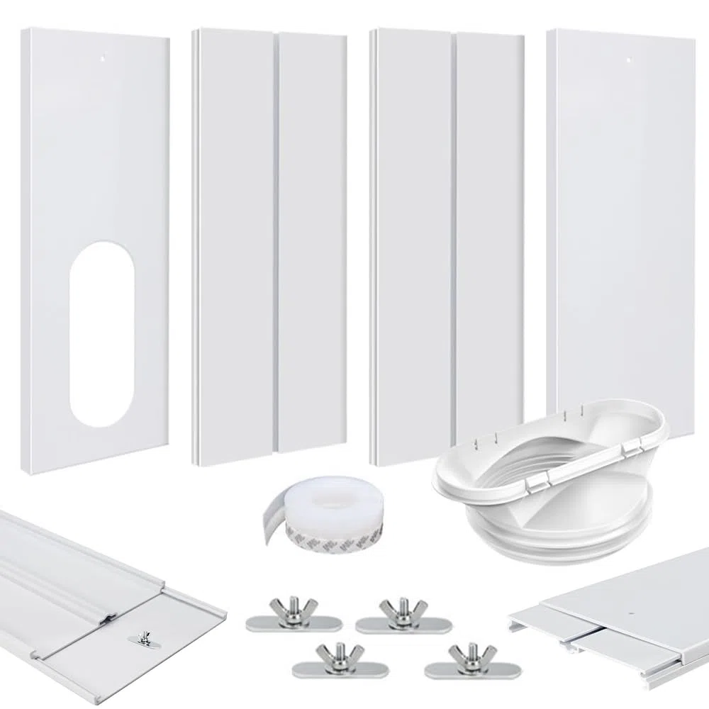 4 pezzi Guarnizione Finestra per Condizionatore per diametro 13/15 cm, Kit di sfiato per finestra del condizionatore d'aria portatile, Kit Finestra per condizionatore d'Aria Portatile, 43-140cm