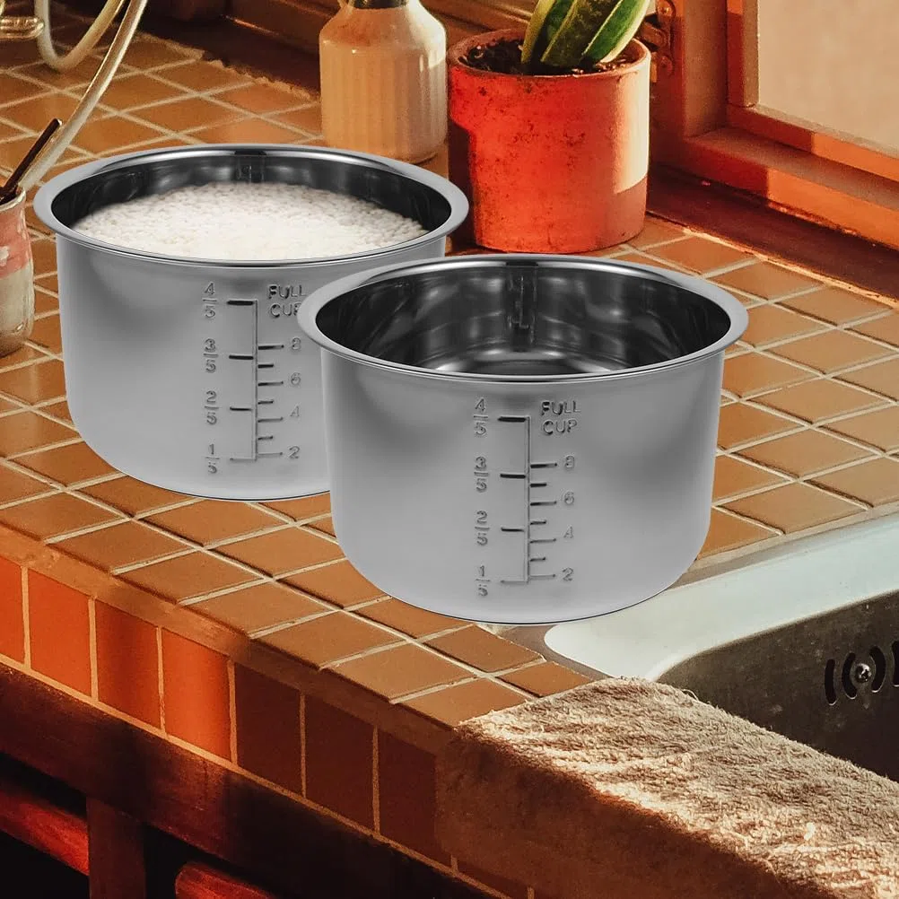 Ciieeo Pentola Interna in Acciaio Inossidabile Per Cuociriso 22Cm Rivestimento Sostitutivo Antiaderente Multifunzione Per Cucina Domestica