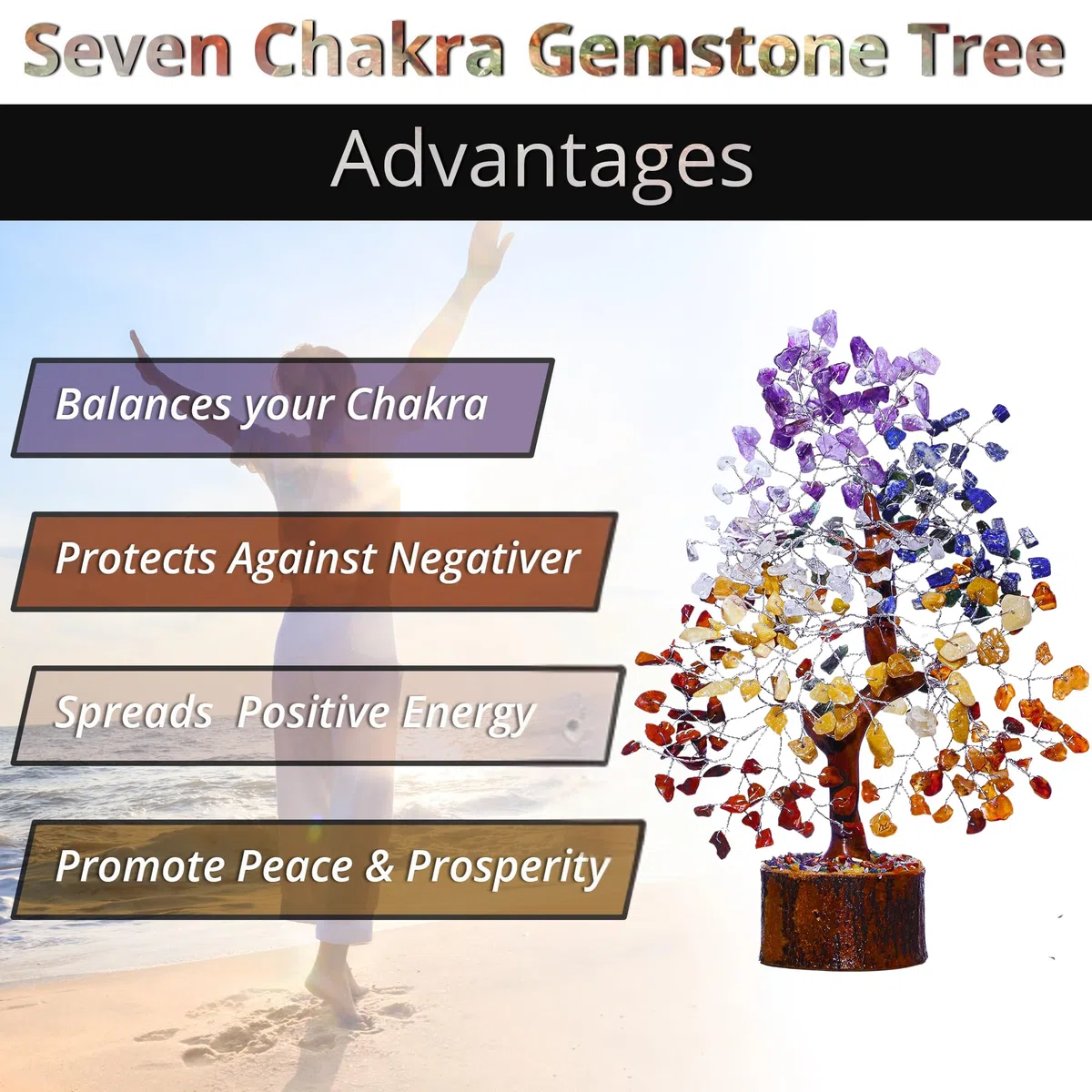 ANAYA AGATE Albero di cristallo dei 7 chakra, regalo di compleanno per donne, albero della vita, sorella, regalo di compleanno, decorazione per la camera e la casa, regalo per mamma, sua energia