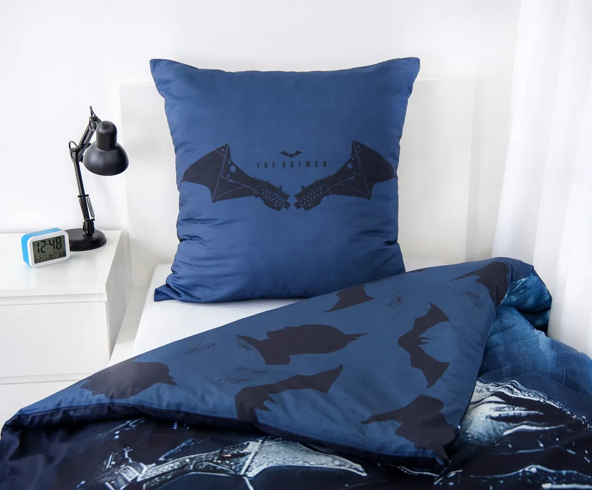 Batman Set di Biancheria da Letto, Federa 80x80 cm, Copripiumino 135x200 cm, con Cerniera di qualità, 100% Cotone, Renforcé