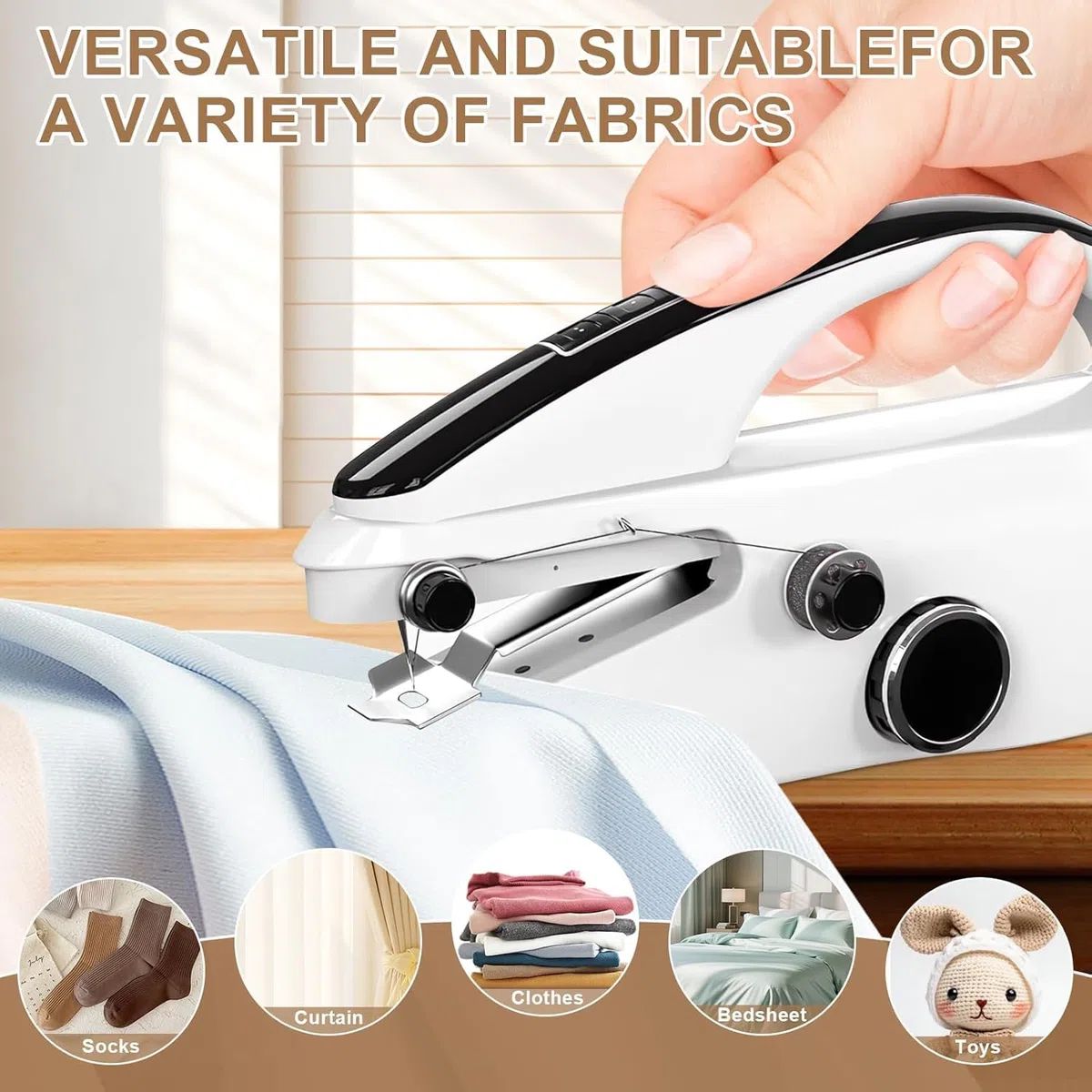 Macchina da Cucire Portatile Mini – Elettrica a 2 Velocità, Senza Fili – Ideale per Principianti, Riparazioni Rapide, Viaggi e Cucito Fai-da-Te – Kit Completo di Accessori