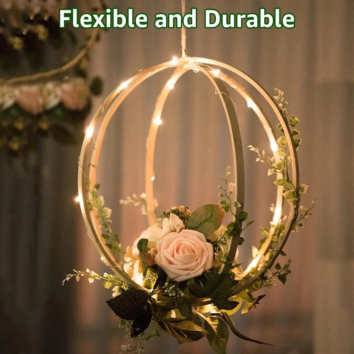 WOPPLXY 20 anelli in legno per fai da te, 25 cm, anelli decorativi da appendere, anelli in legno per fai da te, acchiappasogni, decorazioni per matrimonio